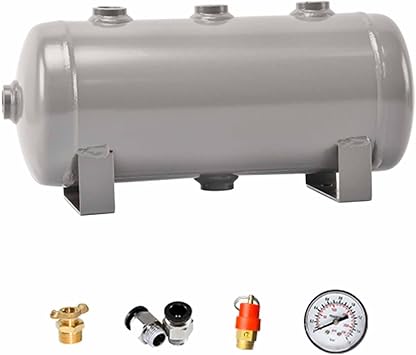Large Capacity Air Reservoir Tank with Fittings, 1 3 8 10 24 35 40 60 80 100 L Gas Storage Vessel for Laboratory Factory, Air Compressor Reservoir Tank Size 5L/1.3Gal Style C