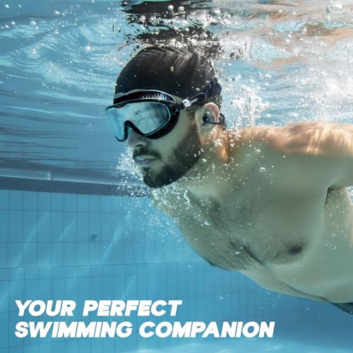 Image of KONEX Swimming Goggles | UV Protected Big Frame Lens | Anti-Fog & Anti-Leak Soft | Effective - Black