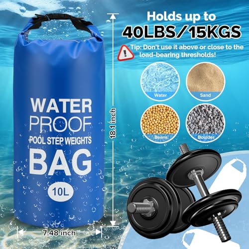 Goovilla Pool Ladder Weights Universal | 2 Pack 10L 500D PVC Waterproof Tear-Resistance Sand Bags for Above Ground Pools Steps | Easy to Fill and Seal with Strong Handle and 2 Straps (Dark Blue) - Thumbnail 2