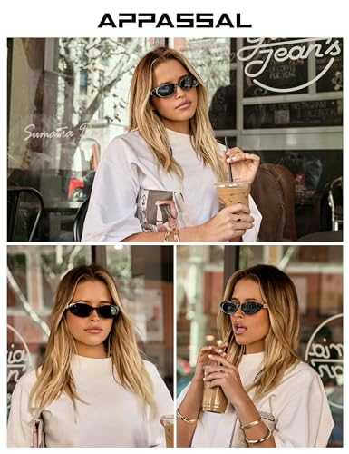 Retro Oval Sunglasses for Women with Small Faces, Vintage Cat-Eye Sun Glasses with Gold Accents AP3754