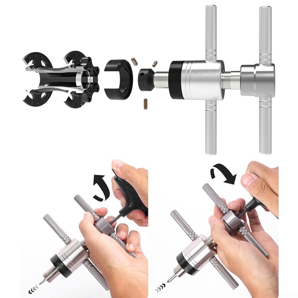 Kit di strumenti per la rimozione dei cuscinetti della bici in lega di acciaio con design a sfera di spinta per la manutenzione del telaio e delle ruote, finitura argentata per un facile