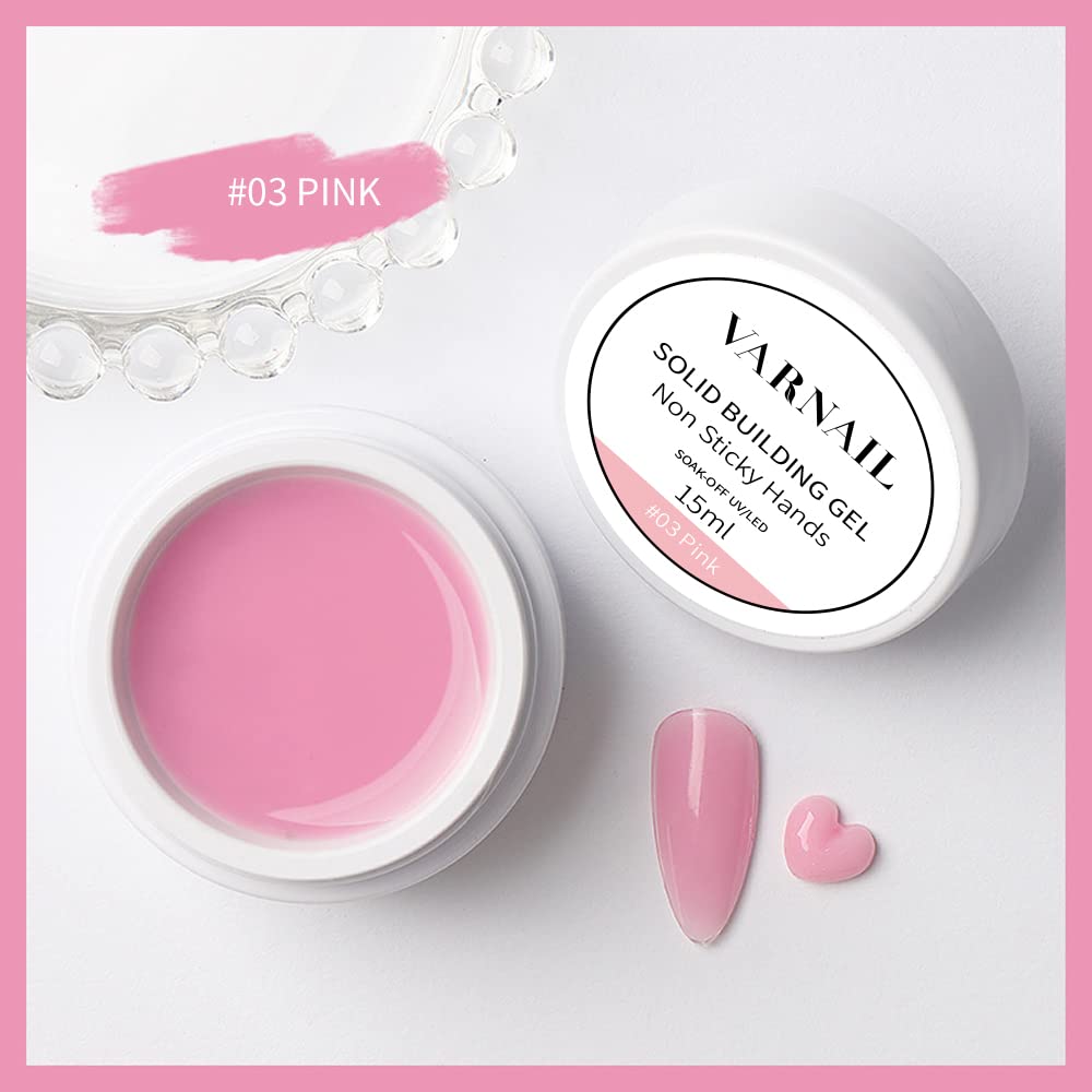 VARNAIL Solid Building Gel 15ML, Non-Sticky Solid Sculpture Extension Gel for Nails, 3D Modeling Solid Builder Gel, UV/LED Lamp Required Building Gel for Nail Art DIY (01-05)