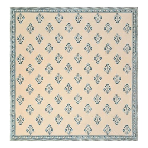 Image of Living Roots Ethnic Jaipur Block Print Double Cotton Bedsheet & 2 Pillow Covers, for Mattress Upto 6 inches Thick, No Colour Bleeding, Blue Colour, King Size 90 * 108 inches, 120TC (611-B)