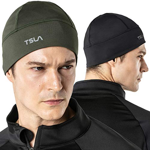 TSLA 2 Pack Thermal Skull Cap Beanie – Fleece Lined Windproof Helmet Liner for Cycling, Running, Skiing, Winter Sports YZC11-JPG_M