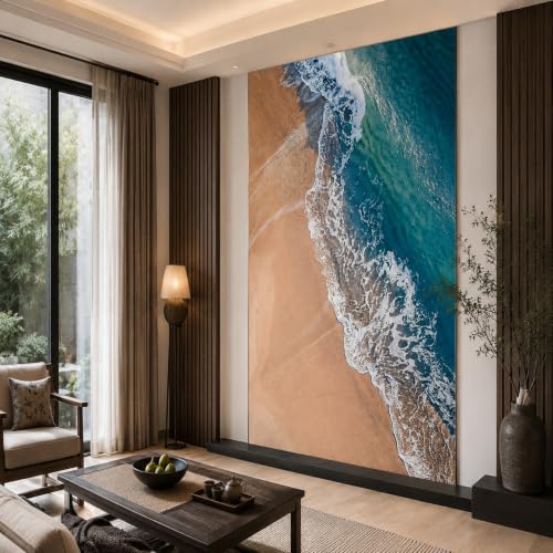 Tapisserie murale abstract blue beige white décoration maison 160x230