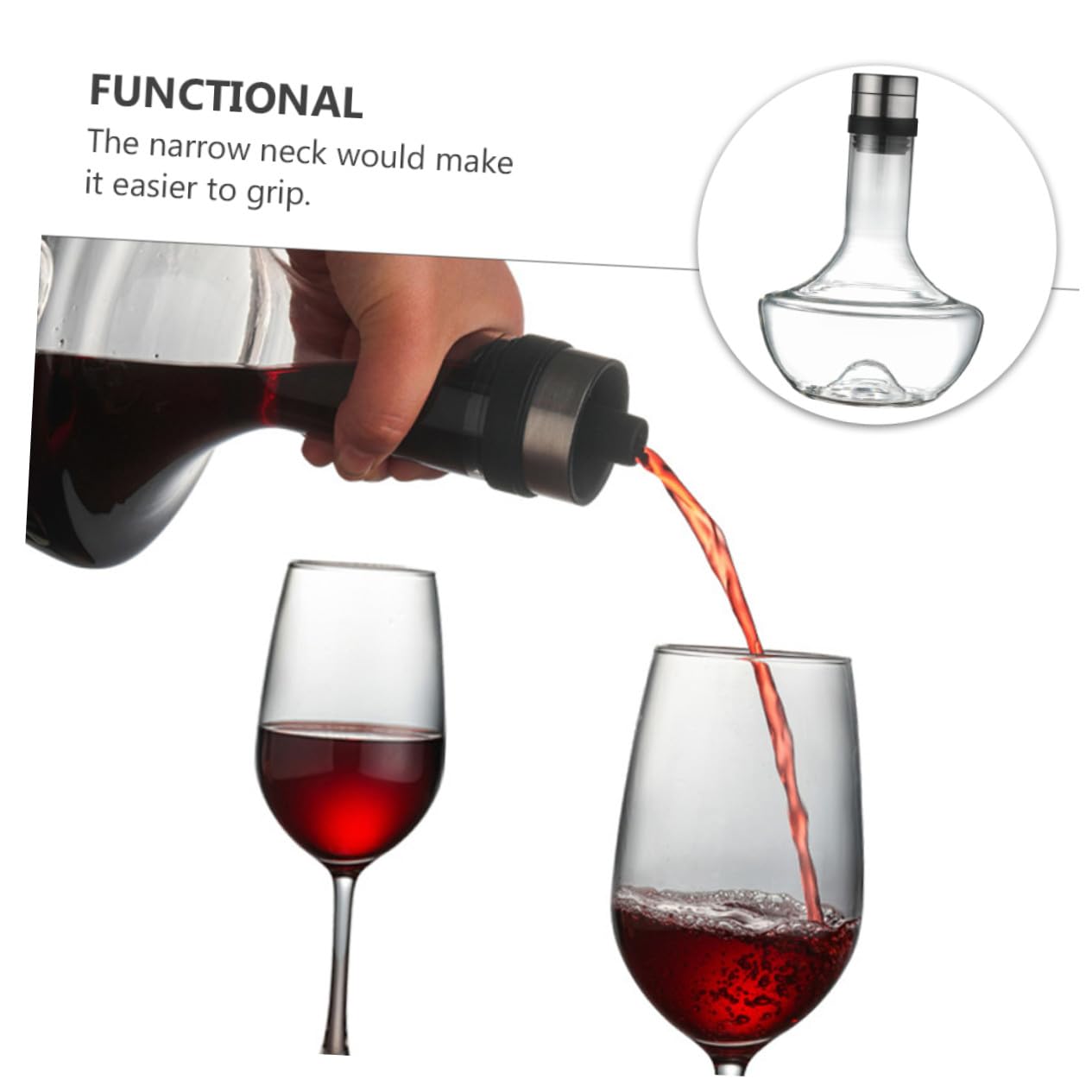 BESTYASH Decantador de Vino de Vidrio Decantador Rápido para Vino de Botella para Servir Jarra para Decantar Eventos