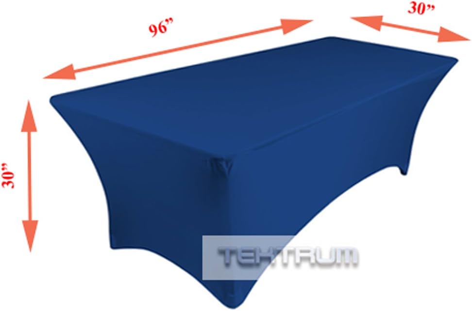 TEKTRUM 8 FT LONG RECTANGULAR STRETCH TABLECLOTH DJ JACKET COVER FOR TRADE SHOW - PREMIUM FABRIC (Blue)