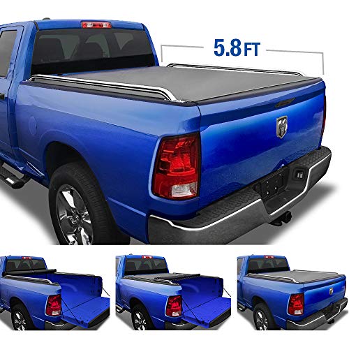 Tyger Auto T2 Low Profile Soft Roll Up Truck Bed Tonneau Cover for 2009-2019 Dodge Ram 1500 2019 Classic Only Fleetside 5.7' Bed without Ram Box TG-BC2D2064