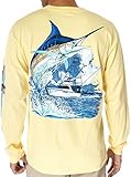 Guy Harvey Marlin Boat Long Sleeved T-Shirt, Yellow, X-Large