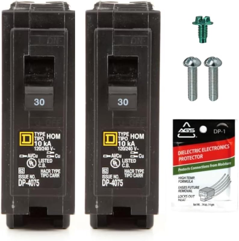 Genuine Square D HOM130 30 Amp Single Pole Circuit Breaker Kit | Plug-On Replacement for Homeline Load Center Panel Box, UL Listed, 30A, 120V, 10kAIC, 30Amp, 1 Pole HOM Breaker, 2-Pack
