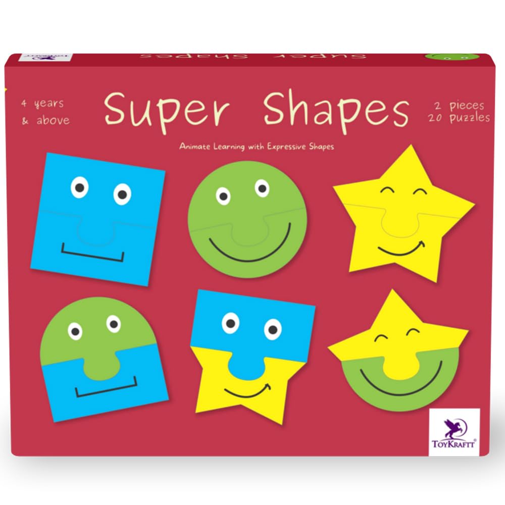 Pelikas Toyz: Shapes Puzzles for Kids 3-5 Year Olds, Montessori Toys for 3+ Years, Learning Educational Toys Games for 3-5 Year Kids - Super Shapes