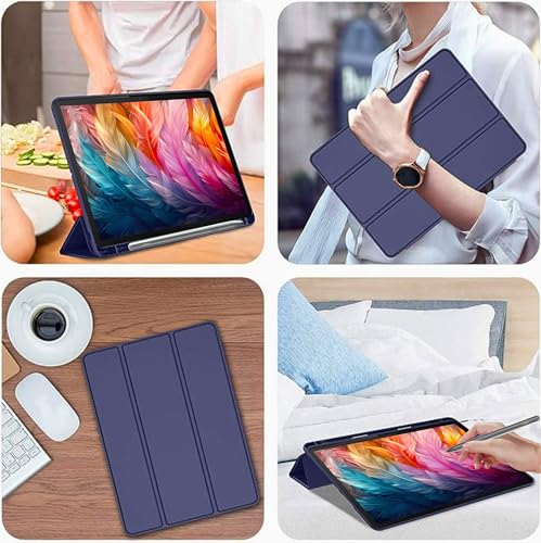 Image of TGK Case for Lenovo Idea Tab Pro 12.7 Inch 2025 TB-373FU TB-375FC Tablet Trifold Smart Stand Cover (Blue)