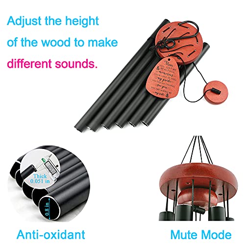 Image of Memgift Memorial Wind Chime for Loss of Mom - Solid Beech Wood Sympathy Gift - Outdoor Bereavement Wind Chime for Mother - Garden & Patio Remembrance of Loved One 32 Inch