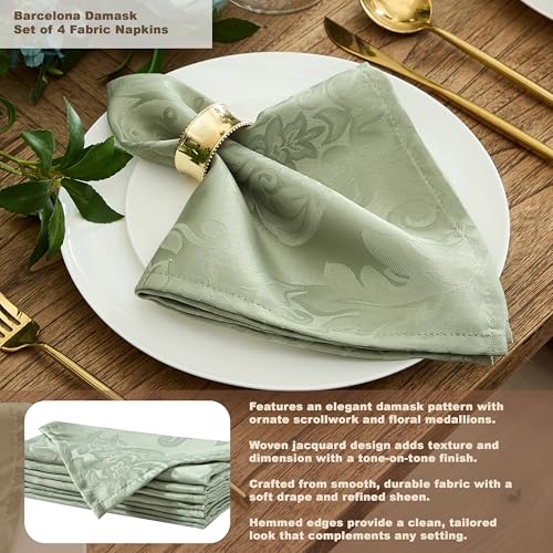 Newbridge Barcelona Damask Fabric Tablecloth, 60 x 84 Inch Rectangle, Sage Green – No Iron, Soil Resistant Table Cover for Dining, Parties and Holidays by Newbridge - Used condition - Image 3