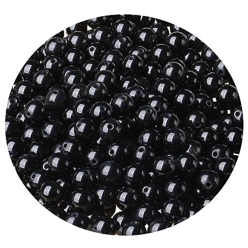 XIANNVXI 8mm Round Loose Black Obsidian Beads for Crafting Crystal Black Beads for Jewelry Making Bracelet Making 47 Pcs - Image 2