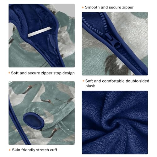 Flying White Birds on Teal Toddler Fleece Jacket Girl Boys Hooded Fleece Jacket Coat Warm Outwear Zip-up 3-10T3