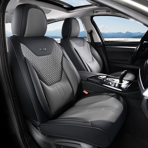 Image of Coverado Car Seat Covers with Lumbar Support, Front Covers for Cars, Universal Automotive Seat Cover, Waterproof, Leather Car Seat Cushion, Interior Seat Protectors for Most Cars