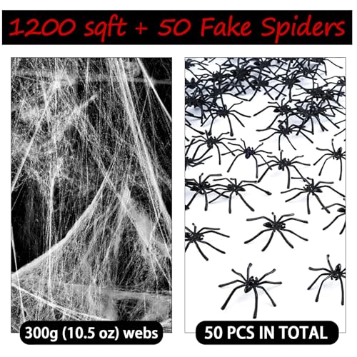 1200-sqft-Halloween-Spider-Webs-and-50pcs-Fake-Spiders-Super-Stretch-Cobwebs-Party-Decorate-for-Halloween-Theme-Indoor-and-Outdoor-Decoration