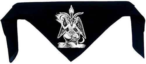 Baphomet Bandanna - Cráneo de cabra Pentagrama demoníaco Diablo Demonio Dragón Cabeza de Cabra Gótico Metal Oculto Punk Satanás Satanás Esqueleto