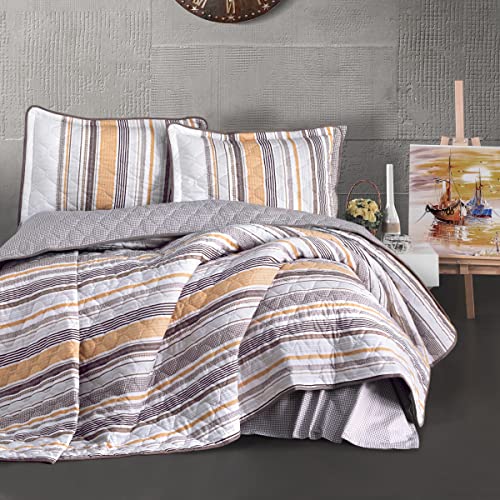Sibiles - Colcha Bouti Rayas Algodón Turco Cama 135, 150, 160, y 180 Venlo (240x240 cm) Cover