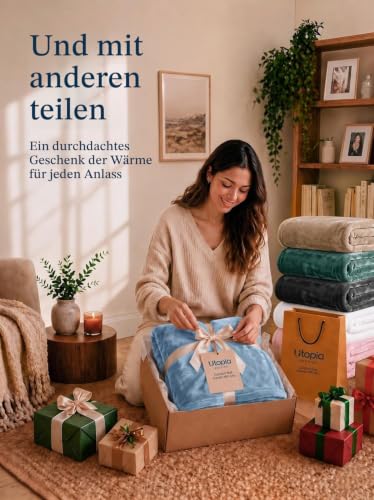 Utopia Bedding Fleecedecke Leichte Decke für Bett, Couch oder Sofa, Geeignet für alle Jahreszeiten [228x228 cm, Steinblau] – Ansicht 6