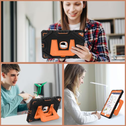 Image of Fintie Kid-Friendly Case for iPad 9th / 8th / 7th Generation 10.2 Inch | Fully-Body Rugged Heavy Duty Shockproof Cover, Portrait & Landscape Viewing, Built-in Kickstand, for Girls /Boys, Black /Orange