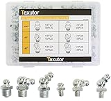 Taxutor Hydraulic Grease Fittings SAE Standard 120-Piece Kit – Straight, 90 Degree, 45 Degree Angled Grease Zerks Fitting Assortment Set