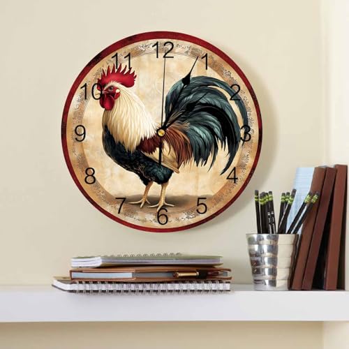 Reloj de pared redondo con gallo 10 pulgadas miniatura 2