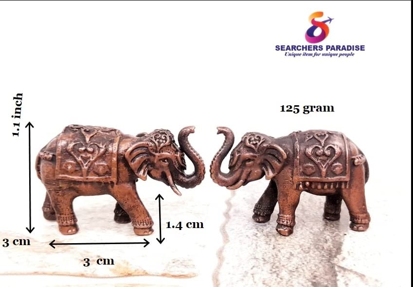 Image of Copper Idols India, 1.1 inches, Handmade Paired Elephant Idol 125 Gram, Patina Antique Finish, Pack of 2 Piece