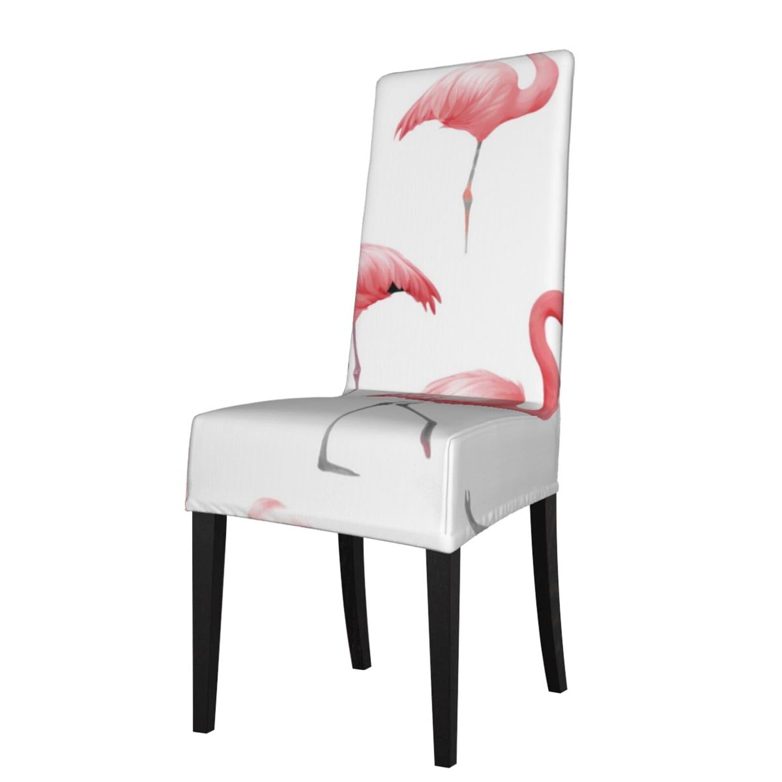 WPKJU Flamingos on White Print Dining Chair Covers Removable Chair Seat Covers Decorative for Kitchen & Bar Stools