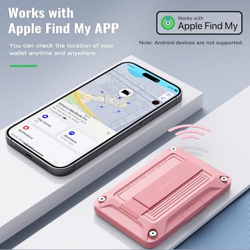 Cartera Magsafe rosa con bloqueo RFID y rastreador premium para iPhone 16 3