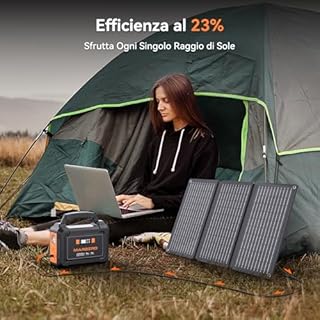 MARBERO Centrale Elettrica Portatile 26,400mAh con Pannello Solare Pieghevole da 30W Power Station 150W con Uscite DC per Strada, Avventura, Campeggio, Casa, Interruzione di Corrente