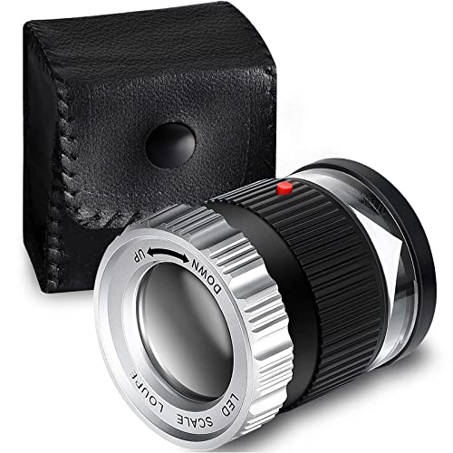 zalati Lupa de 30 aumentos, longitud focal ajustable, con luz LED UV, para joyas, textiles, monedas, sellos, piedras preciosas, color negro