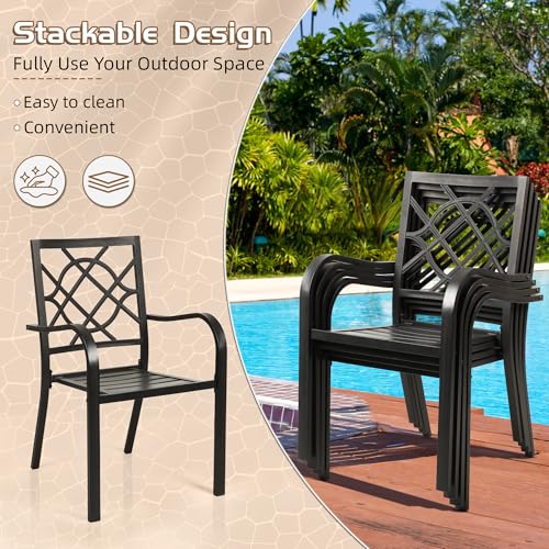 Incbruce 1233 300Lbs Patio Chairs Set Of 4 Outdoor Dining Chairs, Metal Frame Stackable Patio Dining Chairs thumb #5