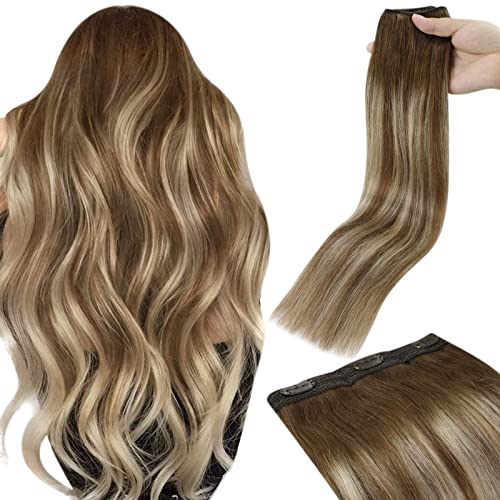 Sunny Blonde Clip Hair Extensions 18 inch One Piece Clip in Human Hair Extensions Golden Blonde to Blonde Clip in Extensions Ombre Balayage Soft 70g