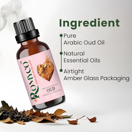 Image of Romyco White Oud Essential Oil 15ml (Arabic White) for Use in Diffuser | Long-Lasting Luxury Perfume, Cologne, Scent for Men & Women | Alcohol-Free | Pure Natural & Undiluted
