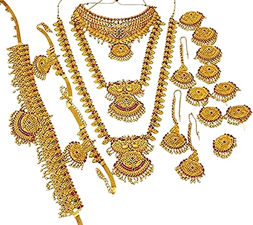 18k GOLD PLATED NECKALCE 3 PVS KAMAR BAND 1 PCS BAJJU BAND 2 PCS ...