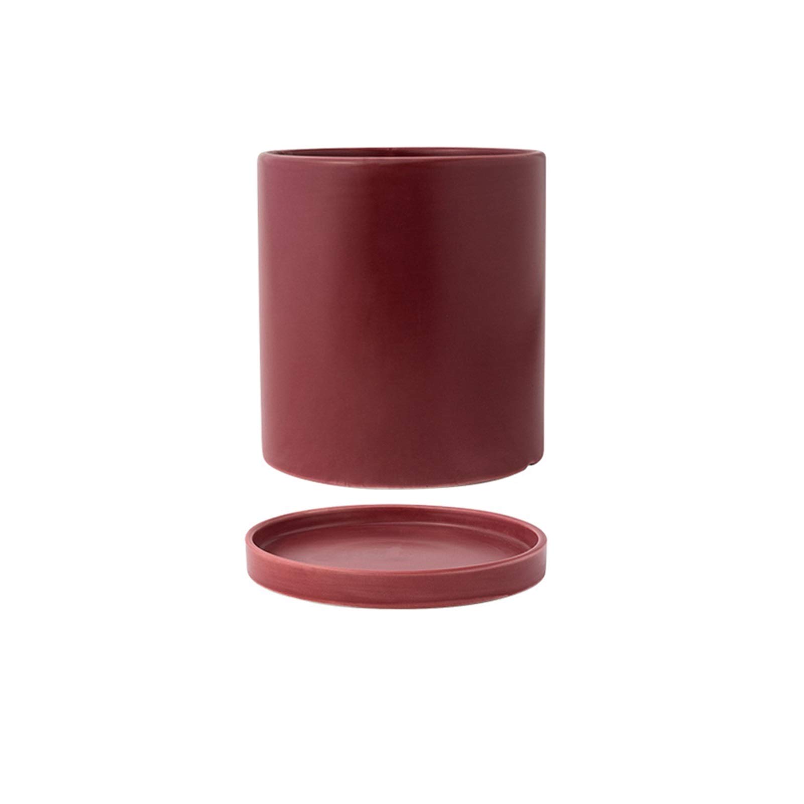 Pots de fleurs en céramique rouge Rosso avec soucoupe pour plantes