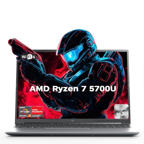 MALLRACE 2026 Gaming Laptop, 15.6' FHD IPS Display, AMD Ryzen 7 5700U (Beat Intel i7-1255U,Up to 4.3GHz), AMD Radeon Graphics, 16GB DDR4 RAM, 512GB PCIe SSD,Numbers Keyboard with NumPad