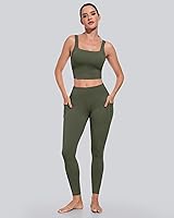 Vista 2 de CHRLEISURE - Calzas con bolsillos para mujeres, pantalones de yoga de cintura alta con control de abdomen para entrenamiento Paquete de 5