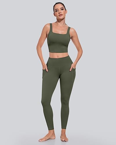Miniatura 2 de CHRLEISURE - Calzas con bolsillos para mujeres, pantalones de yoga de cintura alta con control de abdomen para entrenamiento Paquete de 5