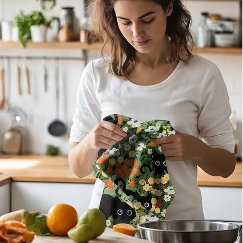 AstraGlam paños de Microfibra para Cocina – 2 paños de Cocina 45 x 66 cm, Toallas de Primavera con Motivos de Gatos y Flores, Suaves y absorbentes, diseño estético, Accesorios y decoración de Cocina - imagen 6