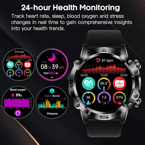 Military Smart Watch for Men (Answer/Make Call), 1.43" AMOLED Outdoor 100+ Sports Fitness Tracker, Heart Rate/Blood Oxygen/Sleep Monitor/Body Composition, Always-On Display - Image 3