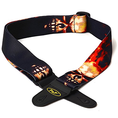 Elagon SK – Sangle de guitare tête de mort pour guitare électrique, guitare acoustique, guitare basse et autres… - Les Beatles, Paul McCartney, John Lennon, RIngo Starr, George Harrison Elagon SK - Sangle de guitare tête de mort pour guitare électrique, guitare acoustique, guitare basse et autres… – Image 3
