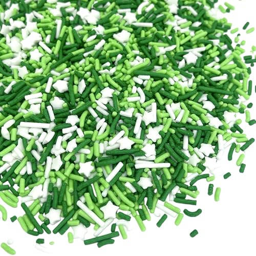 Image of Manvscakes Sprinkles- Edible Cake and Cupcake Sprinkles with Assorted Shapes and Sizes for Parties, Metallic Sprinkle Mix for Cookies, Ice Cream, Cake and Cupcake Decorating, 4 oz (Green and Silver)