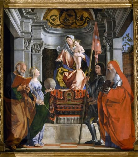 Toile Dame à l'enfant et Saints grand format 60x90cm pour sublimer un mur vide