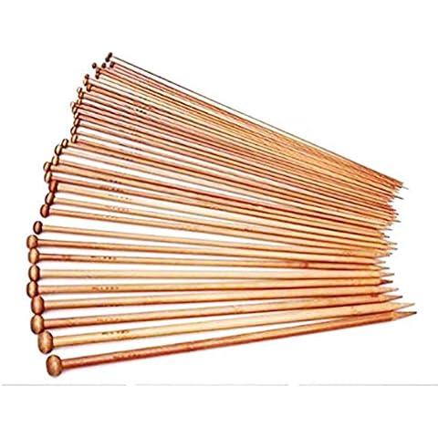 Wooden Knitting Needles Bamboo Knitting Needles Set Bamboo Crochet Hooks for Beginners and Professionals 36Pcs 18 Sizes 18 Pairs Cover
