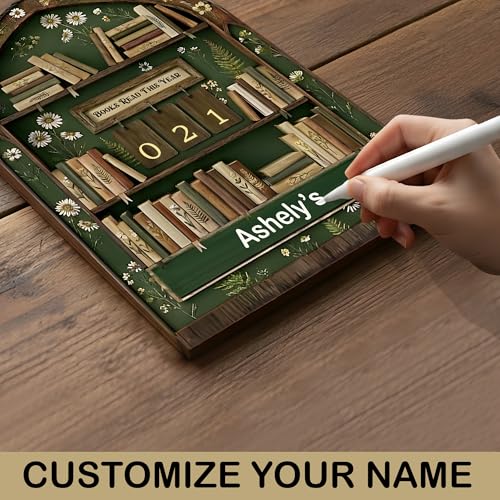 Books Read This Year Tracker Sign – Wooden Reading Counter Shelf Decor, Thoughtful for Book Lovers, Readers, Book Club Members & Bookworms, Includes 3 Cute Bookmarks (Books Read This Year Wooden 1) - Image 4