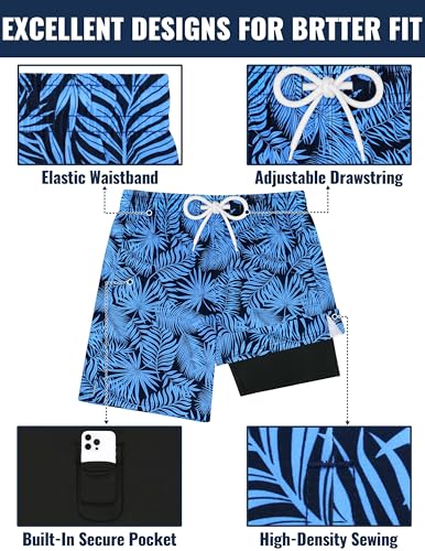 Mens Swim Trunks with Compression Liner 9'' Quick Dry Mens Bathing Suit 9 Inch Inseam Men's Board Shorts Men Swimsuit4