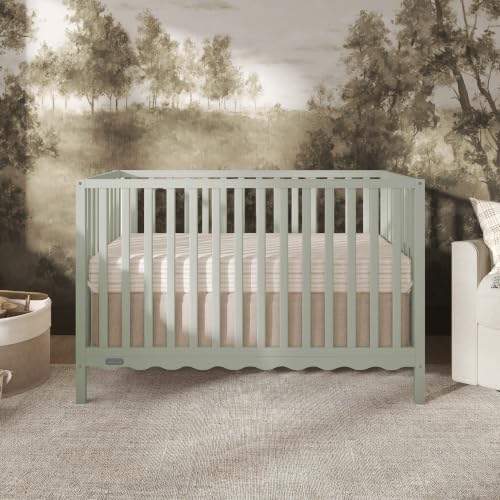 Image of Dream On Me Synergy Wave 5-in-1 Convertible Full Size Baby Crib, Sage Green